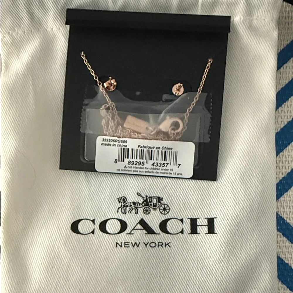 Coach Rose Gold Floral Necklace and Earring Set - Picture 2 of 3